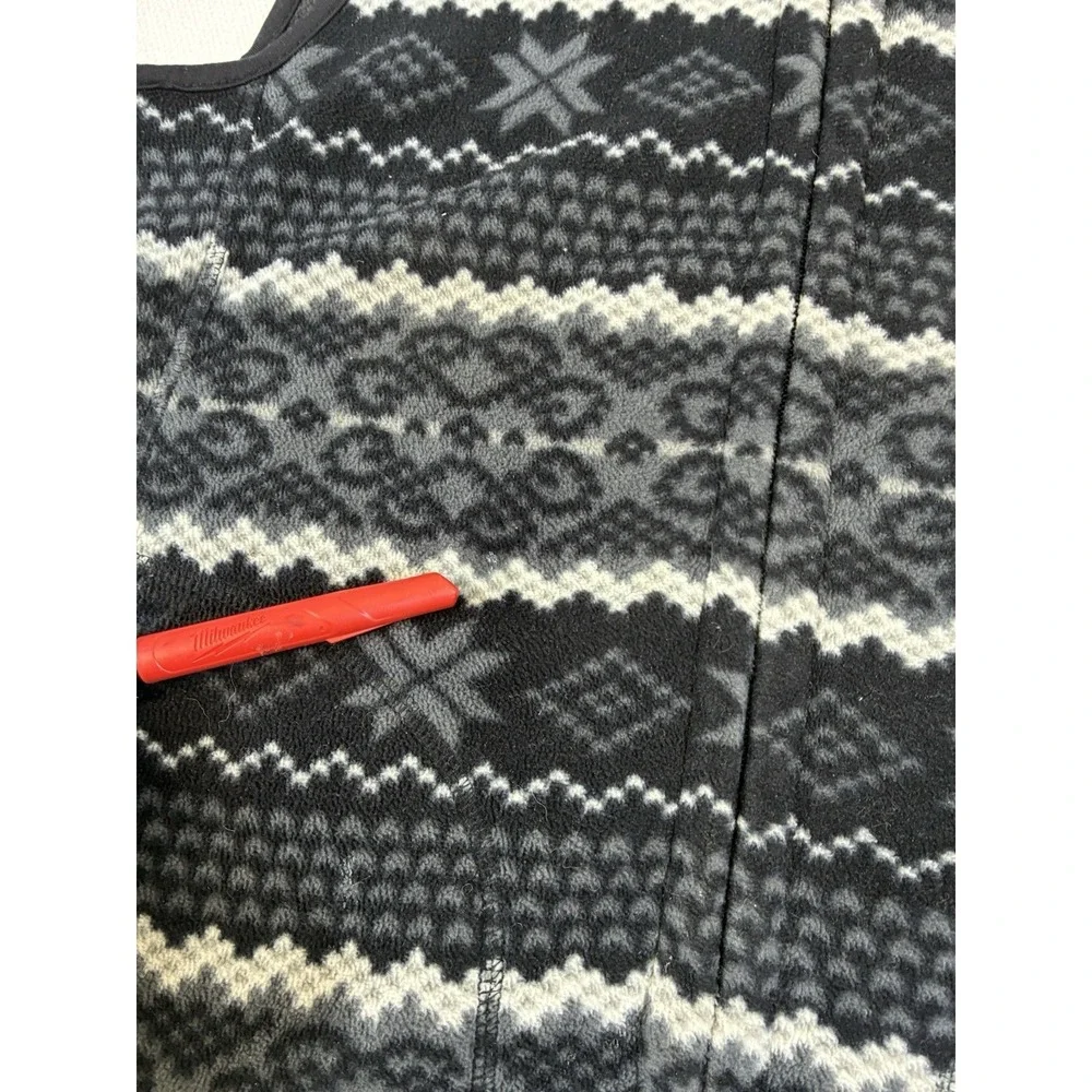 BRITISH‎ KHAKI Women's Fleece Vest Medium Grey Black Fair Isle Nordic Full Zip - Picture 8 of 11